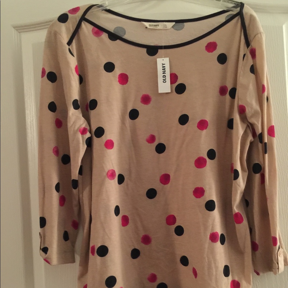 Old Navy Boat Neck Polka Dot 3/4 Sleeve Shirt